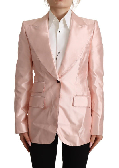 Giacca cappotto blazer a maniche lunghe in raso rosa