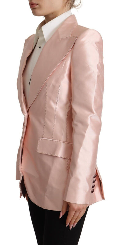 Giacca cappotto blazer a maniche lunghe in raso rosa