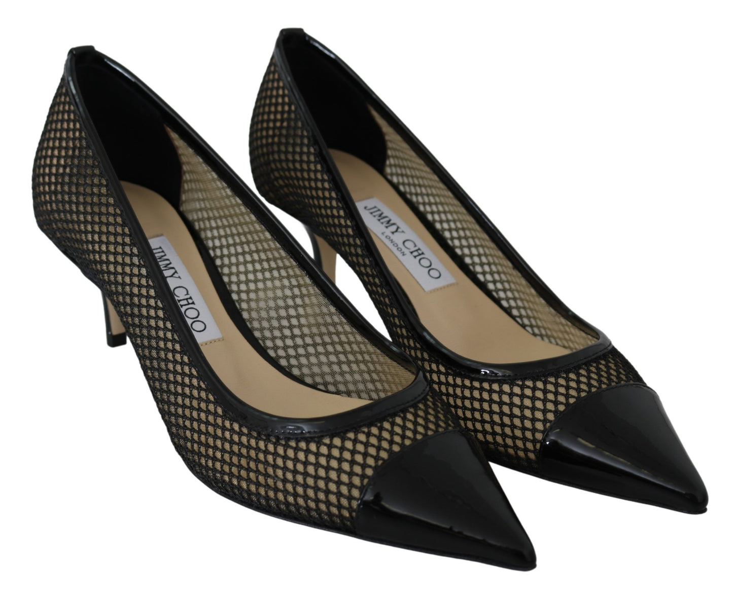 Schwarze Amika 50-Pumps aus Mesh und Leder