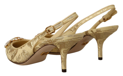 Dolce &amp; Gabbana – Slingback-Pumps mit glänzendem goldenen Kristall