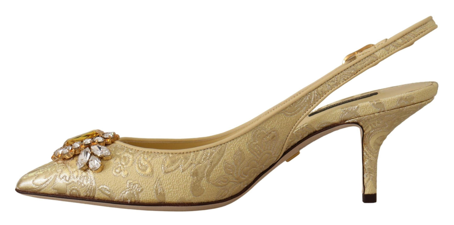 Dolce &amp; Gabbana – Slingback-Pumps mit glänzendem goldenen Kristall