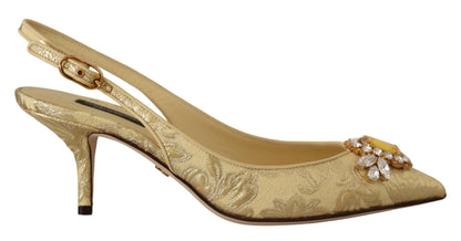 Dolce &amp; Gabbana – Slingback-Pumps mit glänzendem goldenen Kristall