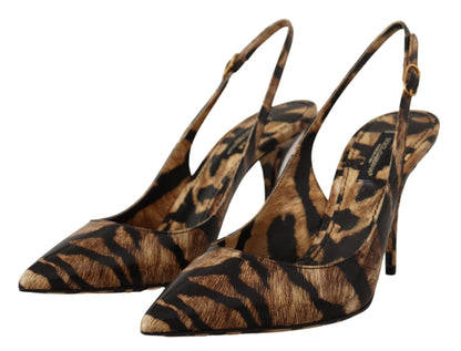 Dolce &amp; Gabbana – Pumps mit Slingback-Absatz und Tigermuster