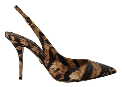 Dolce &amp; Gabbana – Pumps mit Slingback-Absatz und Tigermuster