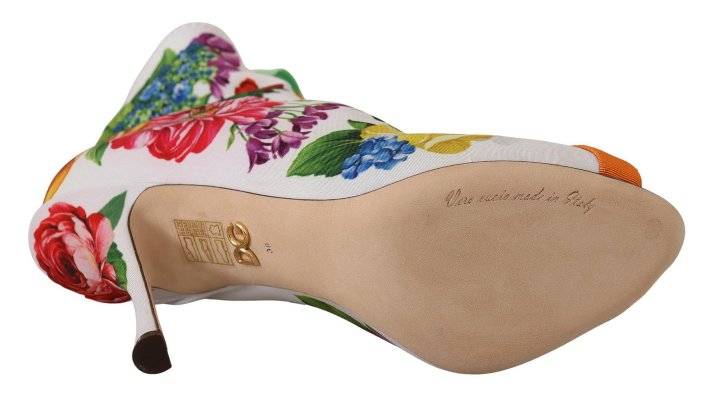 Dolce &amp; Gabbana – Jersey-Pumps mit Blumenmuster und offener Spitze