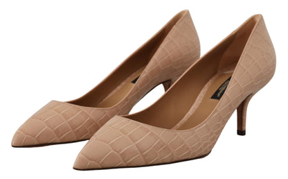 Scarpe décolleté con tacco a punta in pelle beige