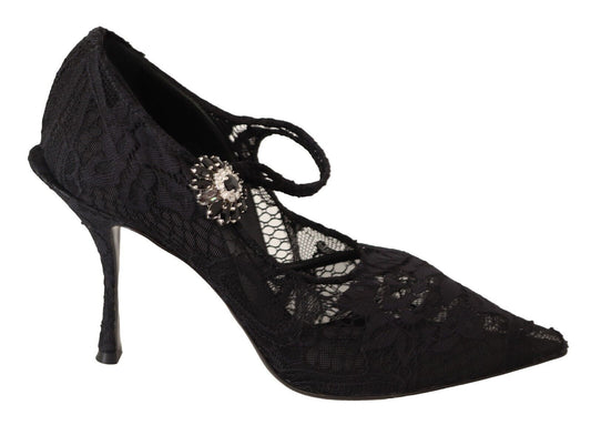 Dolce &amp; Gabbana Elegante schwarze Stiletto-Pumps aus Spitze