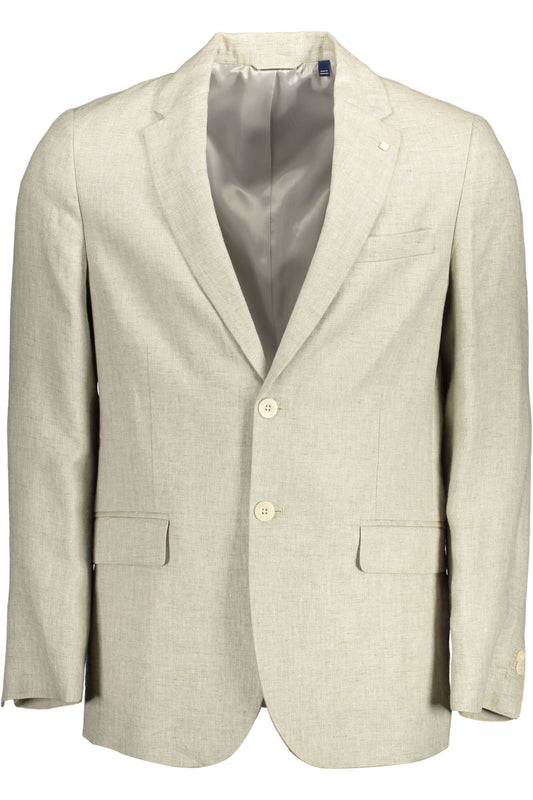 Giacca blazer in lino beige