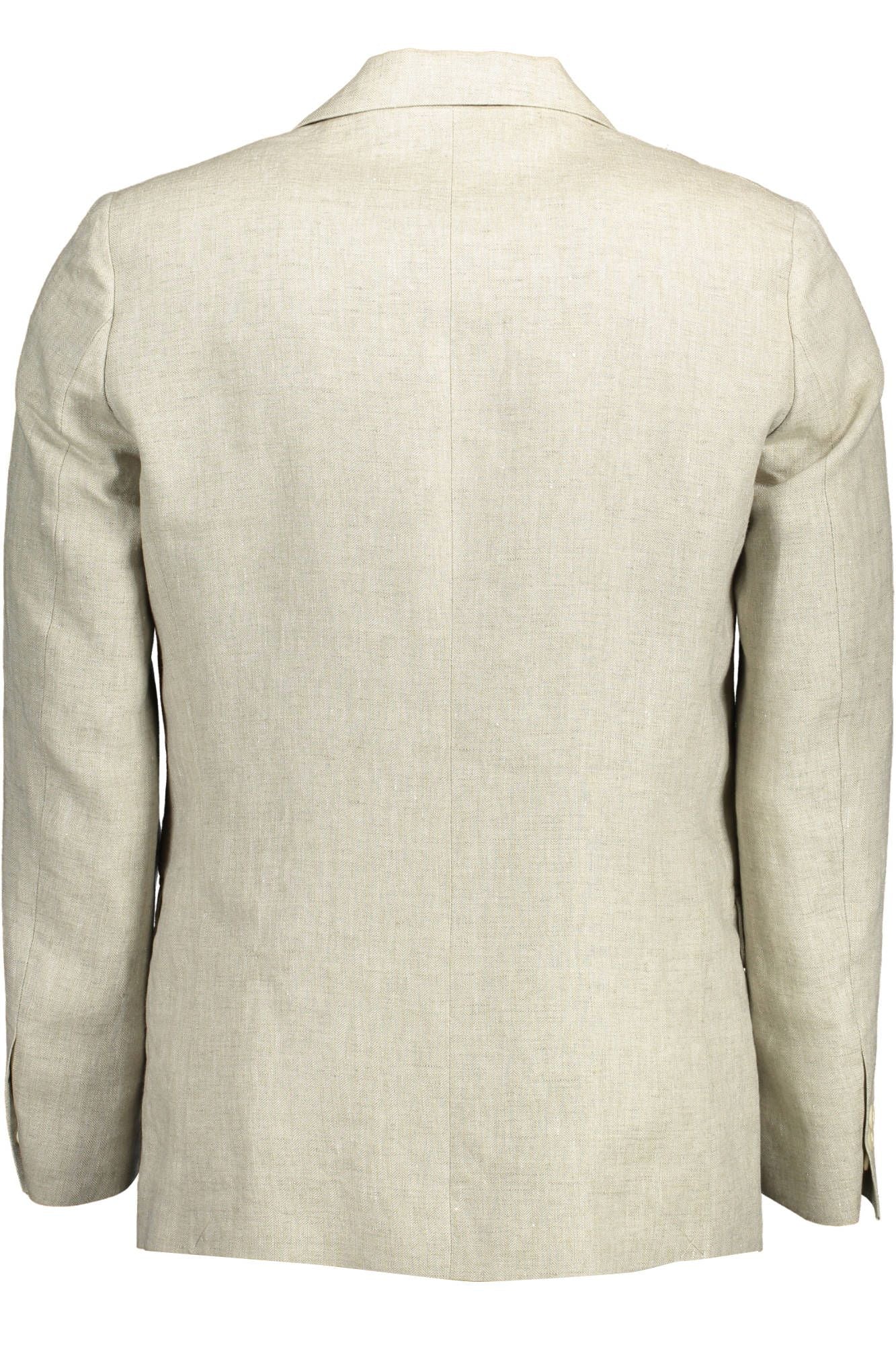 Gant – Klassische Leinenjacke in Beige mit Logo-Details