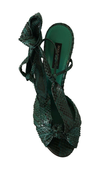 Dolce & Gabbana Emerald Exotic Leather Heeled Sandals