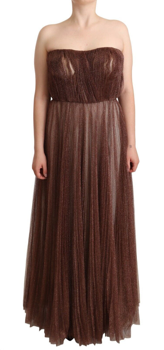 Maxikleid aus Polyester in Metallic-Bronze