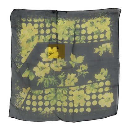 Écharpe Foulard Châle Floral Jaune Noir