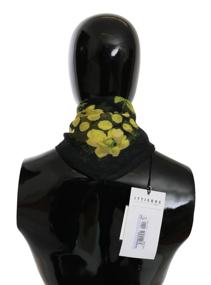 Écharpe Foulard Châle Floral Jaune Noir