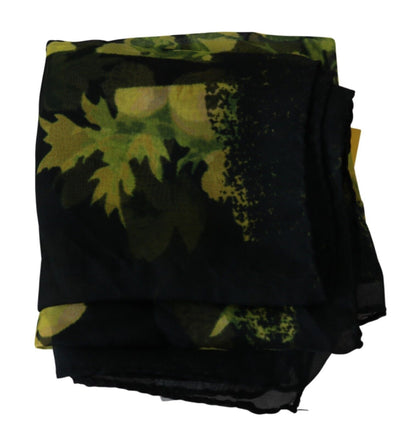 Écharpe Foulard Châle Floral Jaune Noir