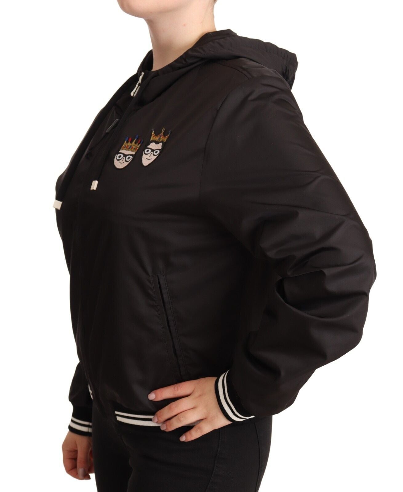 Dolce &amp; Gabbana Elegante schwarze Bomberjacke mit Kapuze