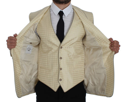 Blazer 2 pièces en soie beige à pois