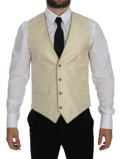 Blazer in 2 pezzi di seta a pois beige