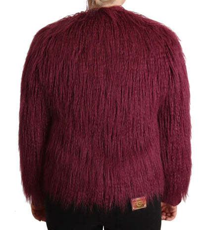 Giacca pullover a maniche lunghe in modacrilico bordeaux