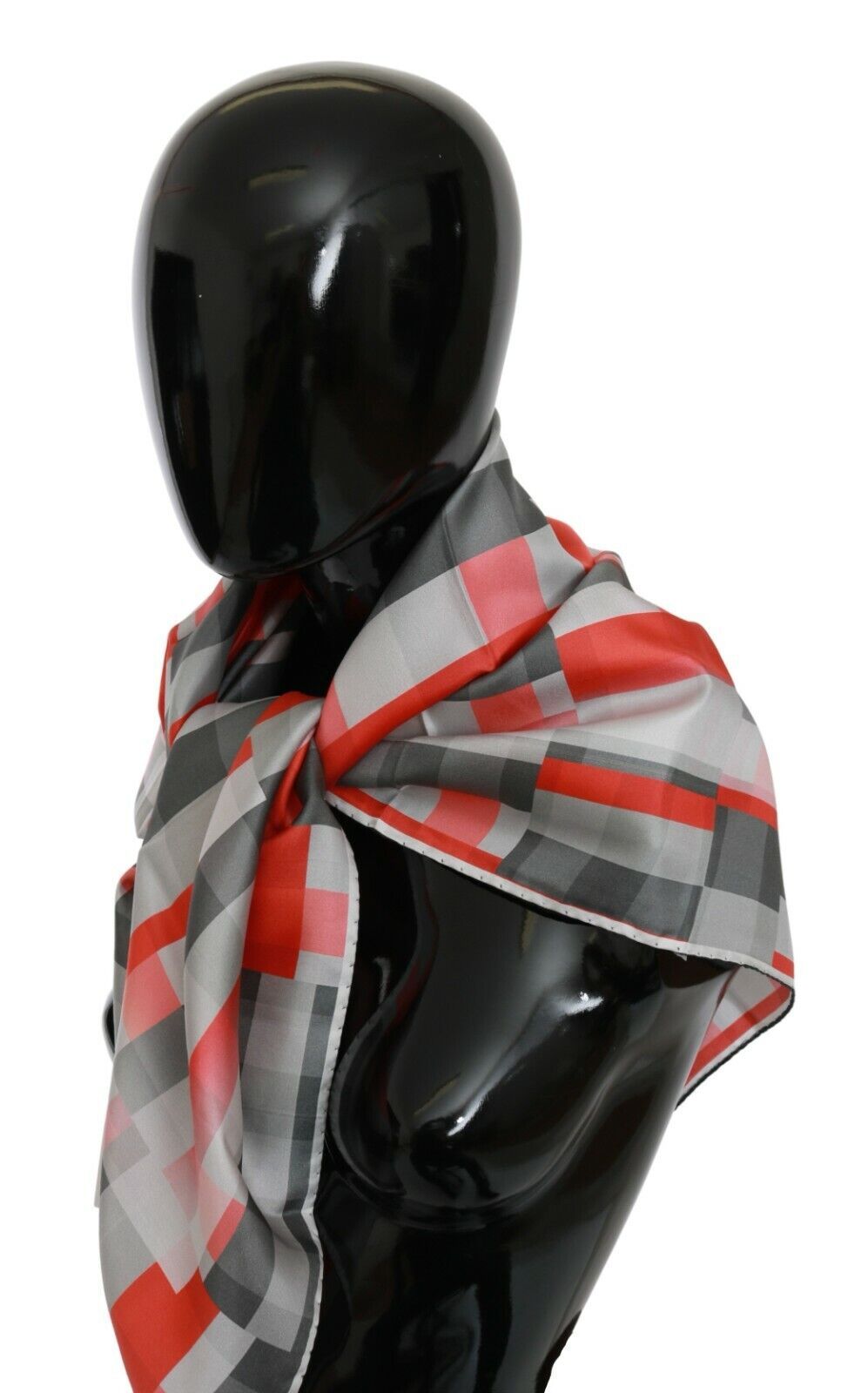 Foulard châle en soie rouge gris