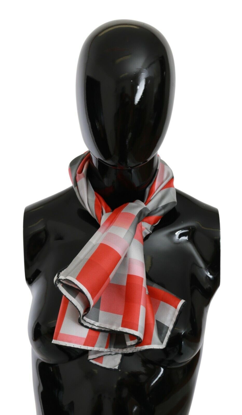 Foulard châle en soie rouge gris