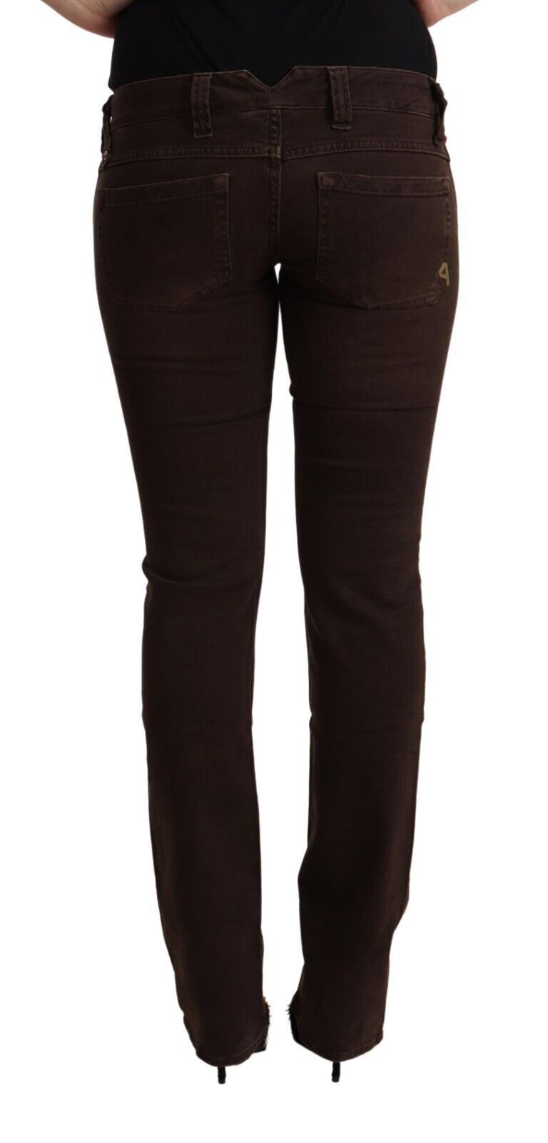 Braune Slim-Fit-Jeans aus Baumwollstretch mit niedriger Taille