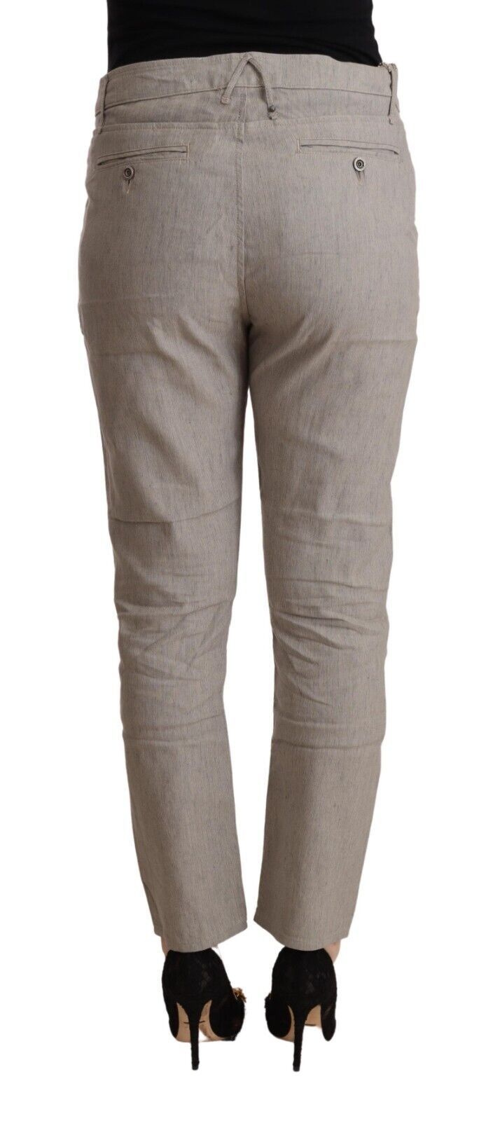 CYCLE Elegant Light Grey Tapered Linen Pants