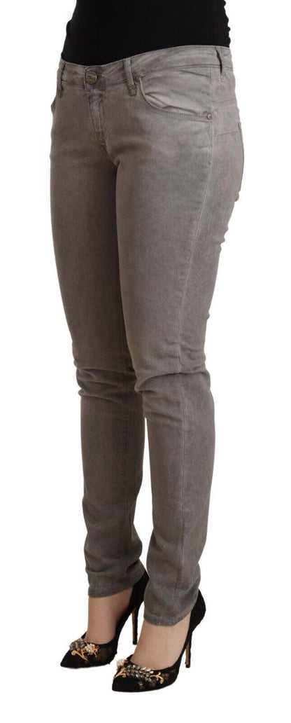 Jeans in denim push up skinny a vita bassa in cotone grigio