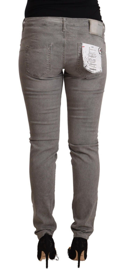 Jeans in denim push up skinny a vita bassa in cotone grigio