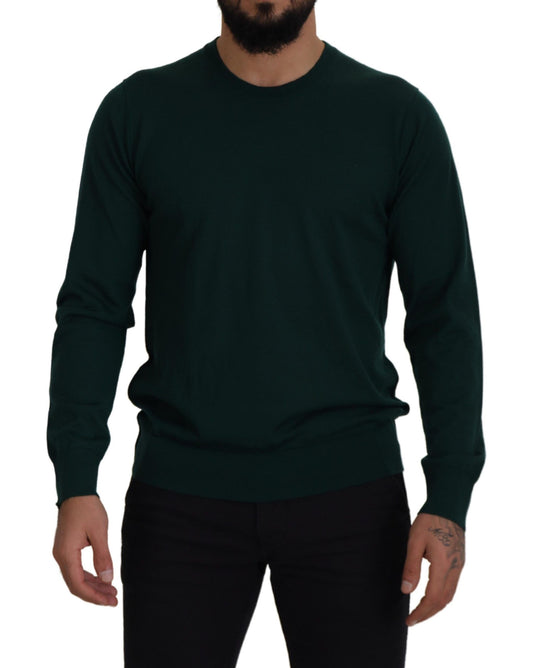 Maglione pullover girocollo in cashmere verde