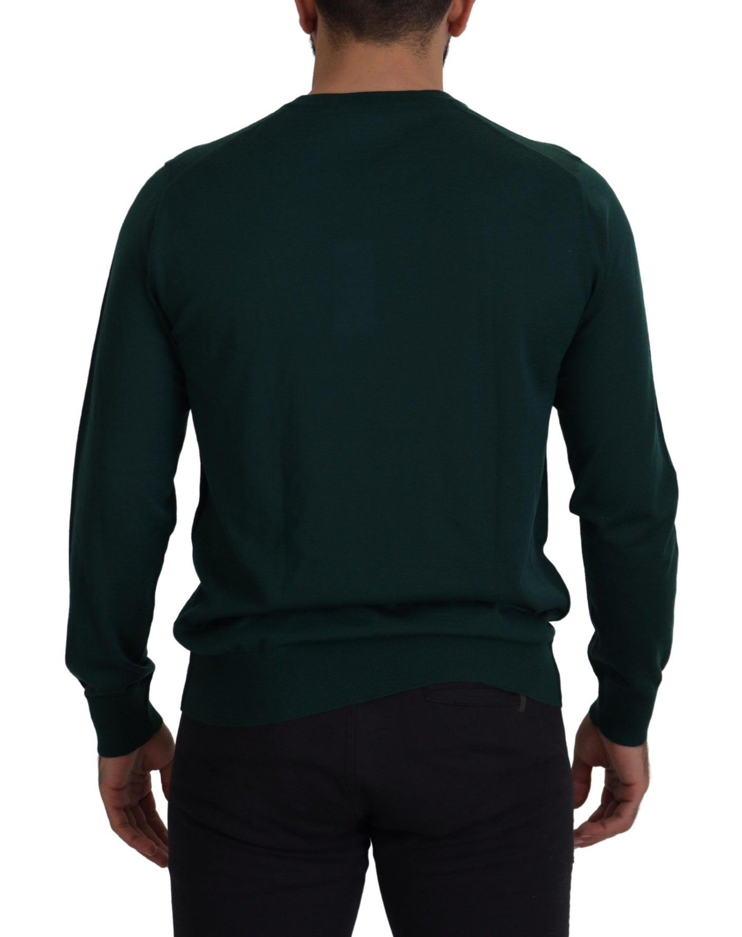 Maglione pullover girocollo in cashmere verde