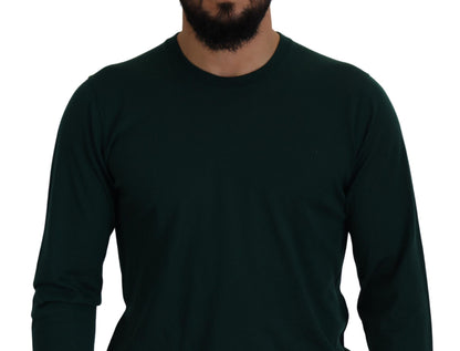 Maglione pullover girocollo in cashmere verde