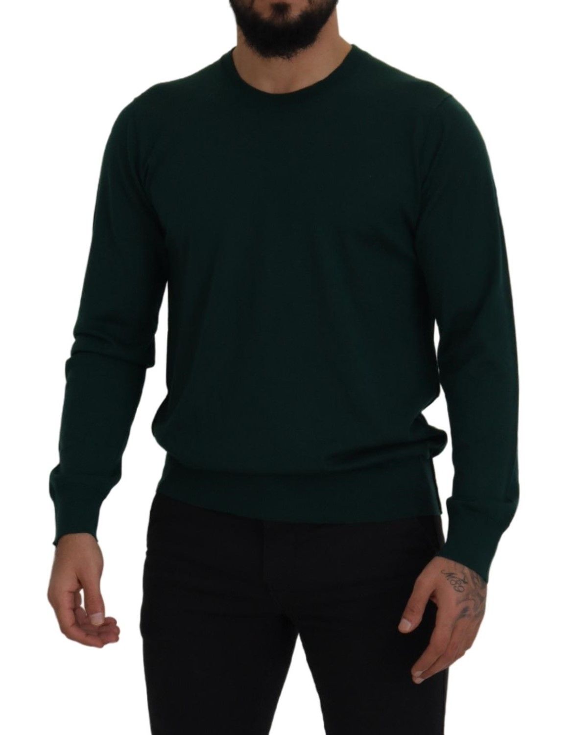 Maglione pullover girocollo in cashmere verde