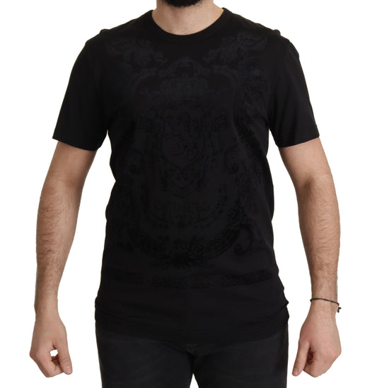 T-shirt girocollo in cotone nero DG Barocco