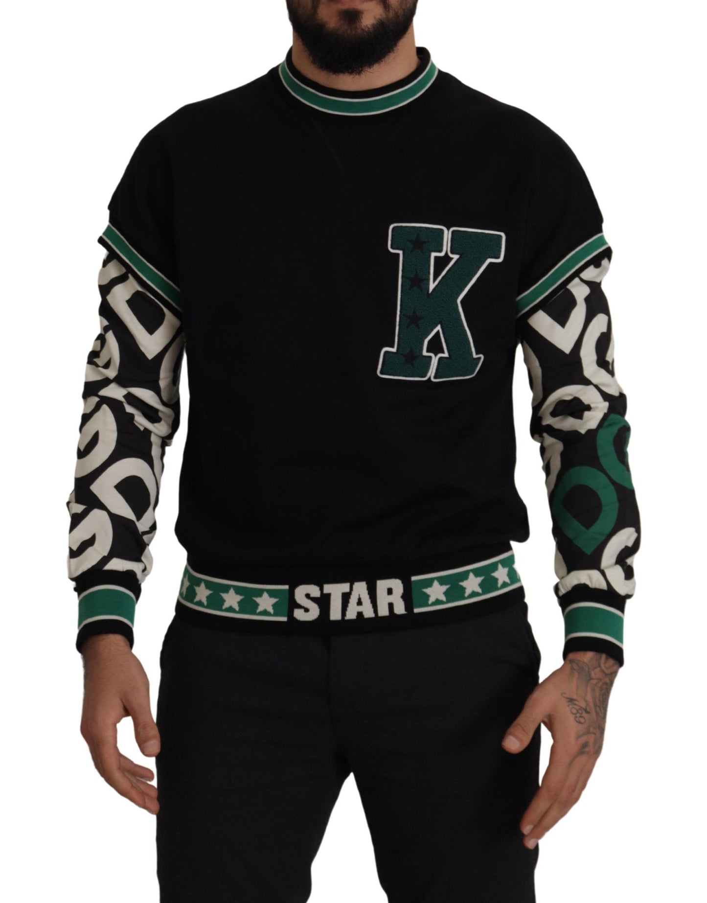 Dolce & Gabbana Regal Crewneck Pullover Sweater - Black & Green