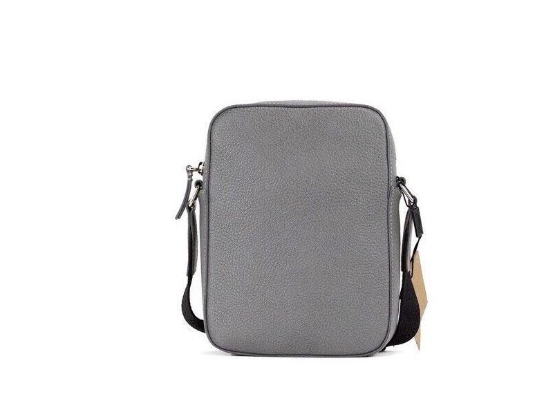 Borsa a tracolla Thornton piccola in pelle granata con logo grigio goffrato