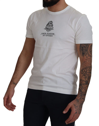 T-shirt Amor Magister in cotone bianco con logo