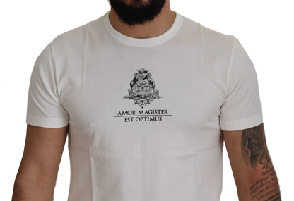 T-shirt Amor Magister in cotone bianco con logo