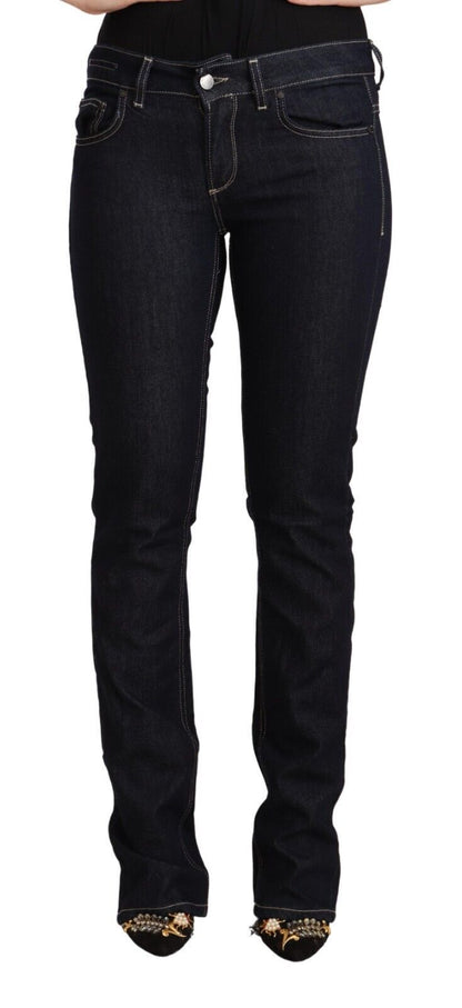 Schwarze Skinny-Denim-Jeans aus Baumwollstretch mit niedriger Taille