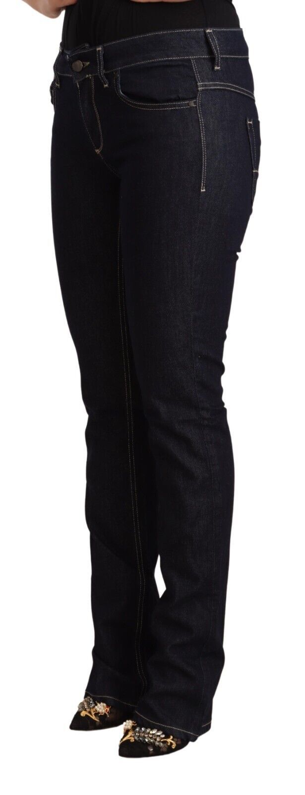 Schwarze Skinny-Denim-Jeans aus Baumwollstretch mit niedriger Taille