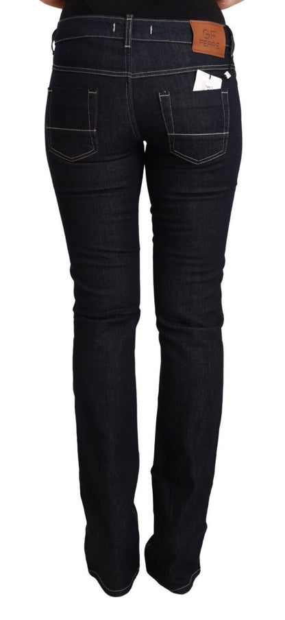 Schwarze Skinny-Denim-Jeans aus Baumwollstretch mit niedriger Taille