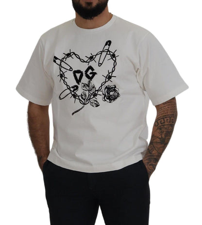 T-shirt girocollo in cotone bianco Amor