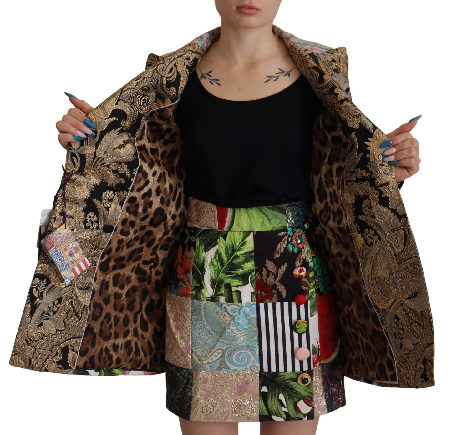 Dolce &amp; Gabbana Elegante mehrfarbige Patchwork-Blazerjacke