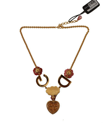 Collana a catena con ciondolo in cristallo amore rosa oro