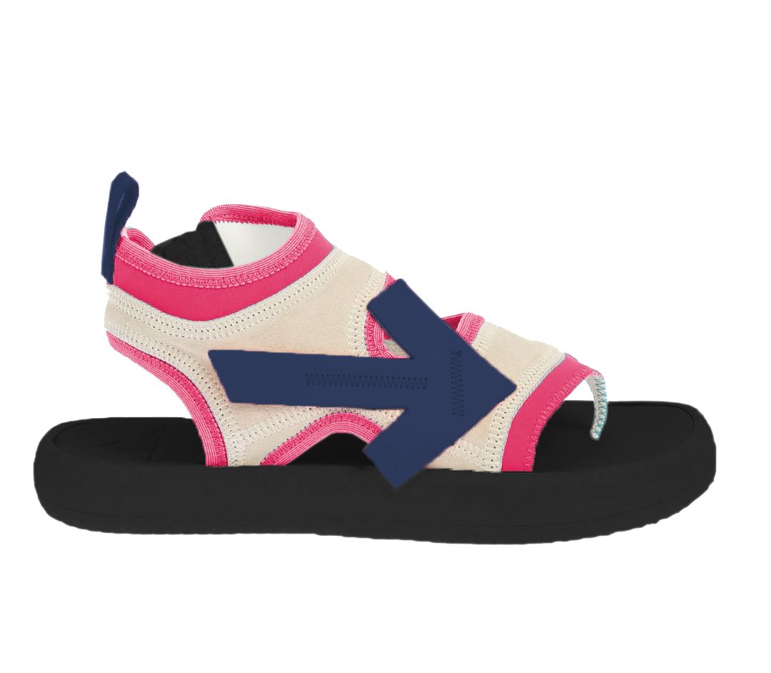 Sandalen aus Neopren-Wildleder in Off-White-Fuchsia