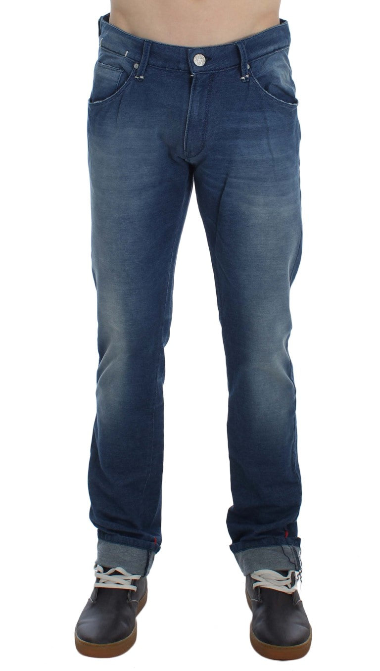 Jeans slim fit in cotone stretch denim lavaggio blu