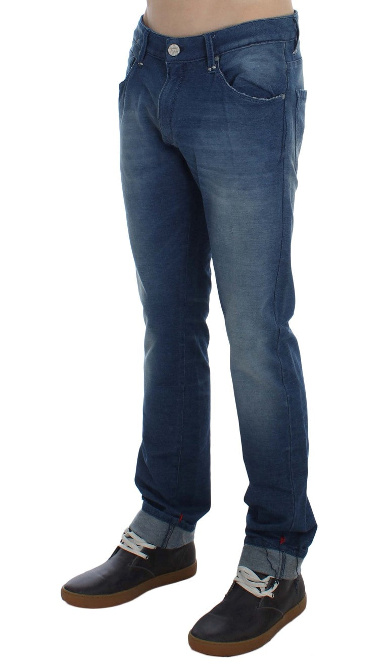 Slim-Fit-Jeans aus Denim-Baumwollstretch in blauer Waschung