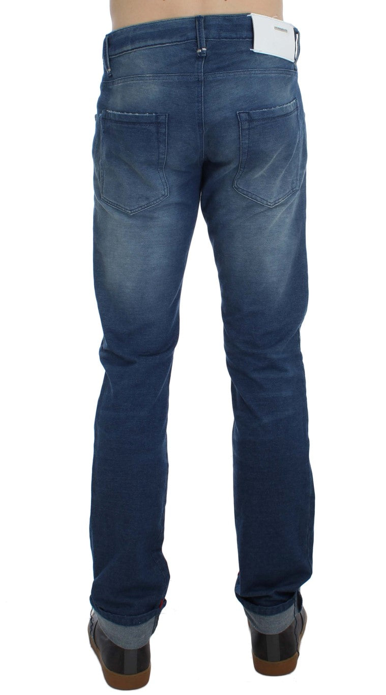 Jeans slim fit in cotone stretch denim lavaggio blu