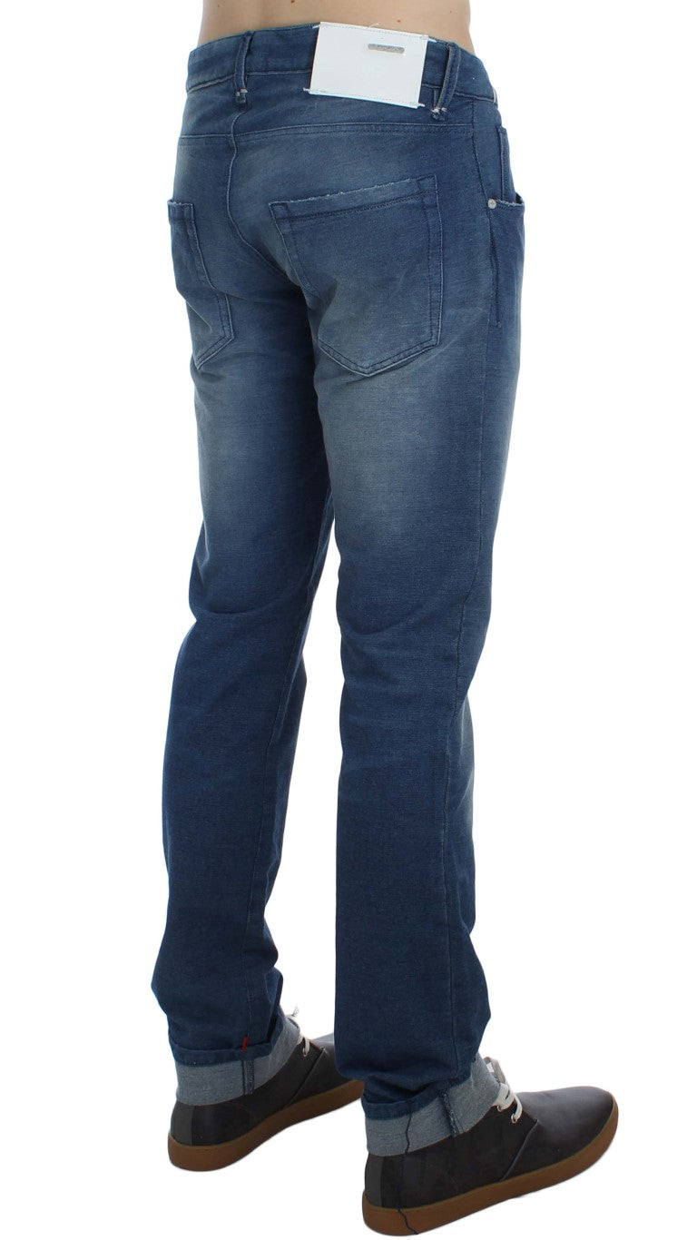 Jeans slim fit in cotone stretch denim lavaggio blu