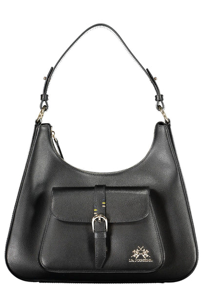 La Martina Schwarze Leder Damen Handtasche