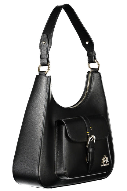 La Martina Schwarze Leder Damen Handtasche